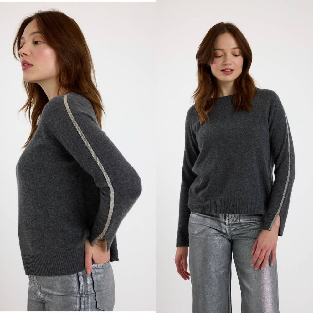 Brodie pure cashmere Glitz Split Cuff Cashmere Crew Neck Jumper XS $418
